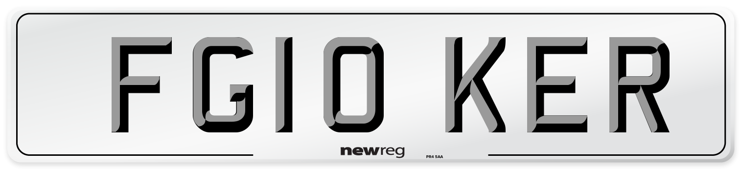 FG10 KER Number Plate from New Reg